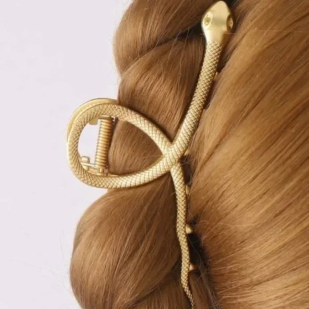 Large Metal Gold Plated Snake Hair Clip Claw
